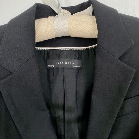 Zara Black Single Breasted One Button Blazer Size 4 - Picture 8 of 13